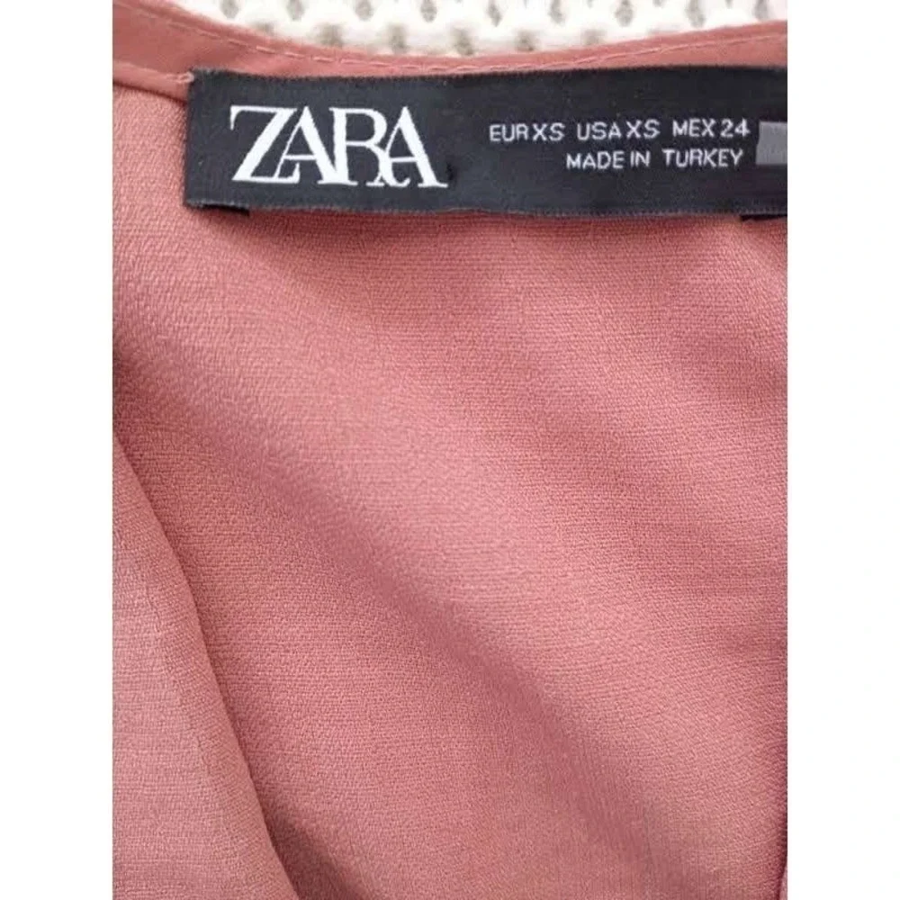 Zara Dusty Rose Pink Peplum Wrap Top‎ Belted V-Neck Sleeveless Fits S Small 2 4